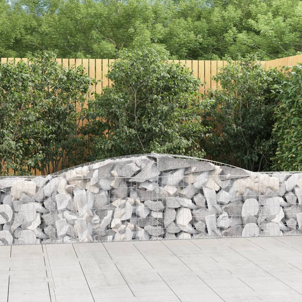 vidaXL Arched Gabion Baskets 5 pcs 400x30x60/80 cm Galvanised Iron 1