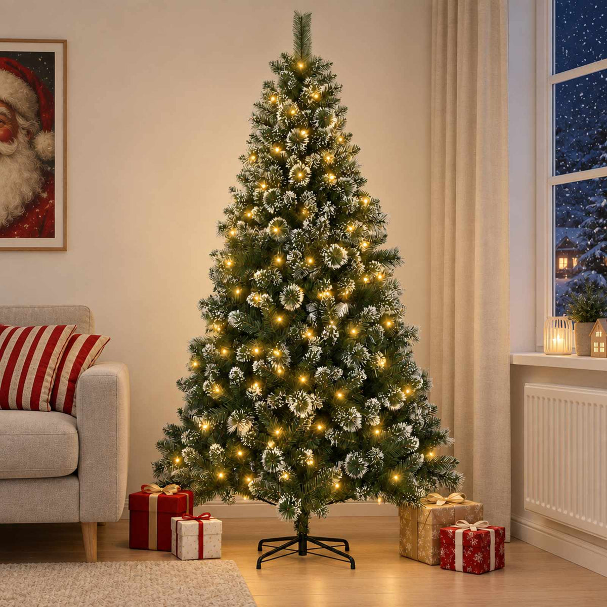 vidaXL Artificial Christmas Tree 240 cm 300 LEDs Warm White 1