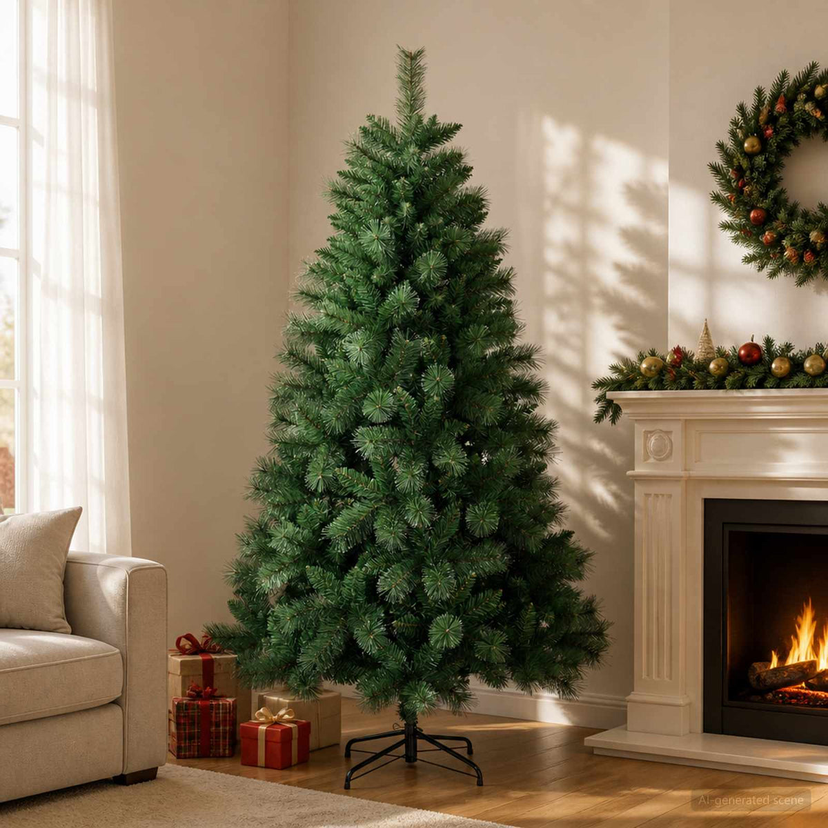 vidaXL Artificial Christmas Tree 240 cm PVC and Metal Green 1