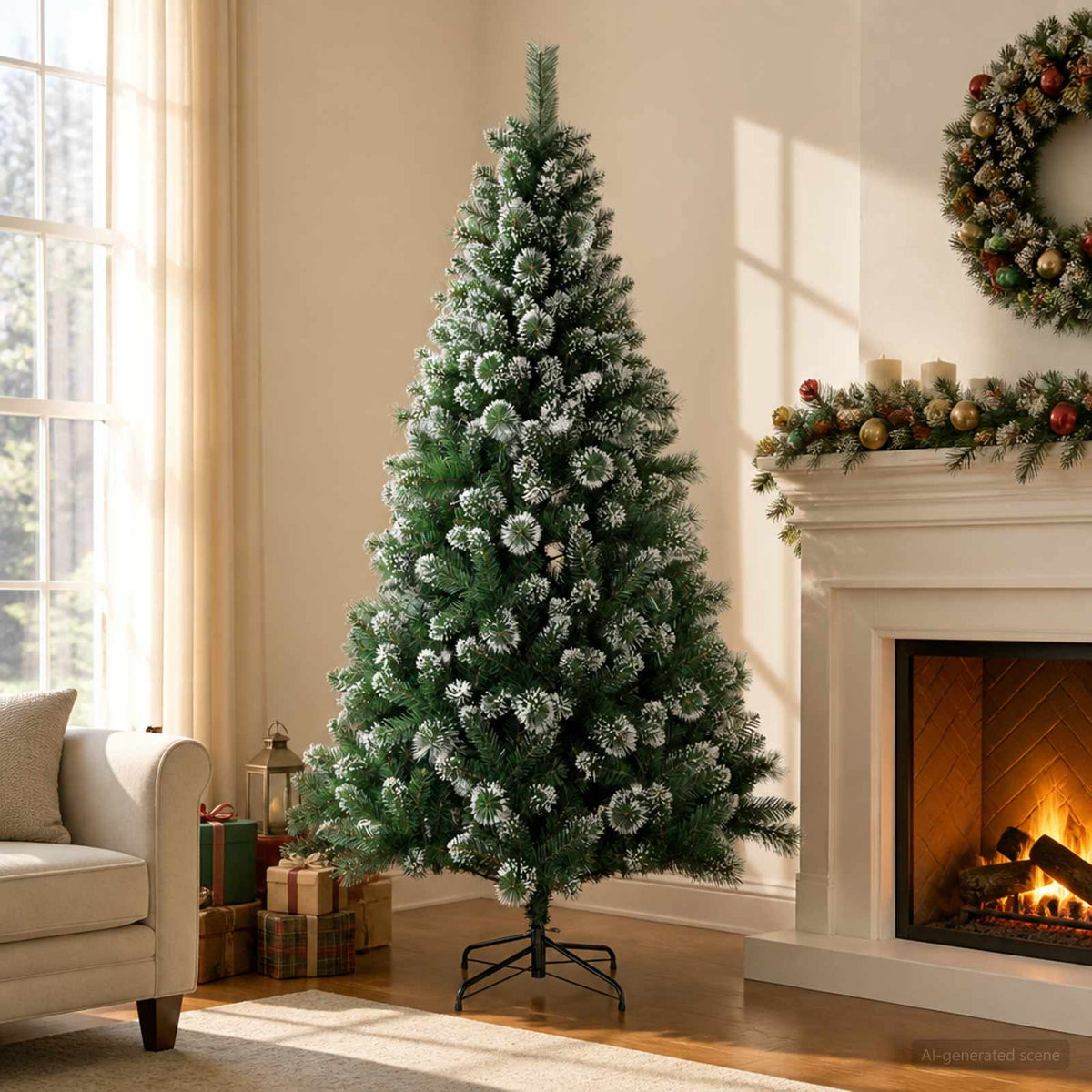 vidaXL Artificial Christmas Tree 240 cm PVC and Metal Green 1