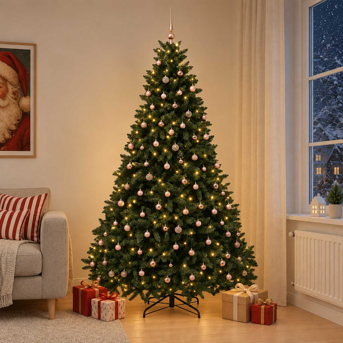 vidaXL Artificial Christmas Tree Dark Green with Bauble 270 cm 1