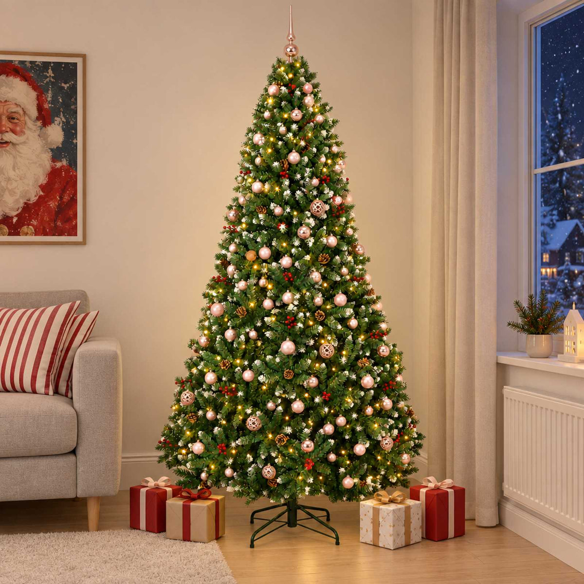 vidaXL Artificial Christmas Tree Green with Bauble 240 cm 300 LEDs 1