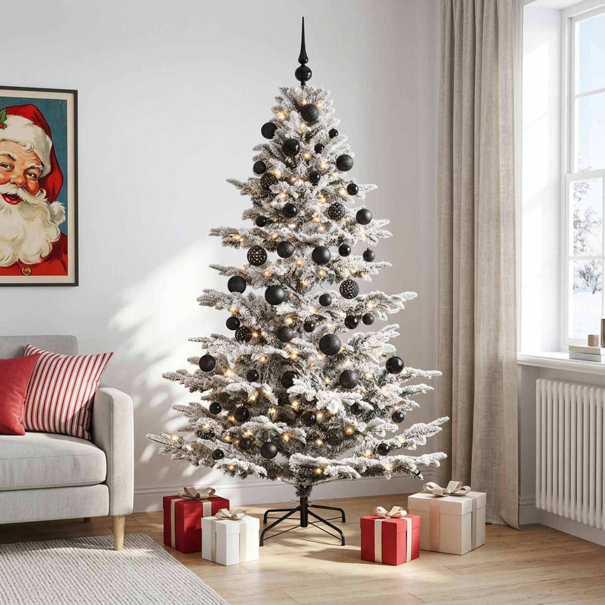 vidaXL Artificial Christmas Tree with Bauble 210 cm 300 LEDs 1