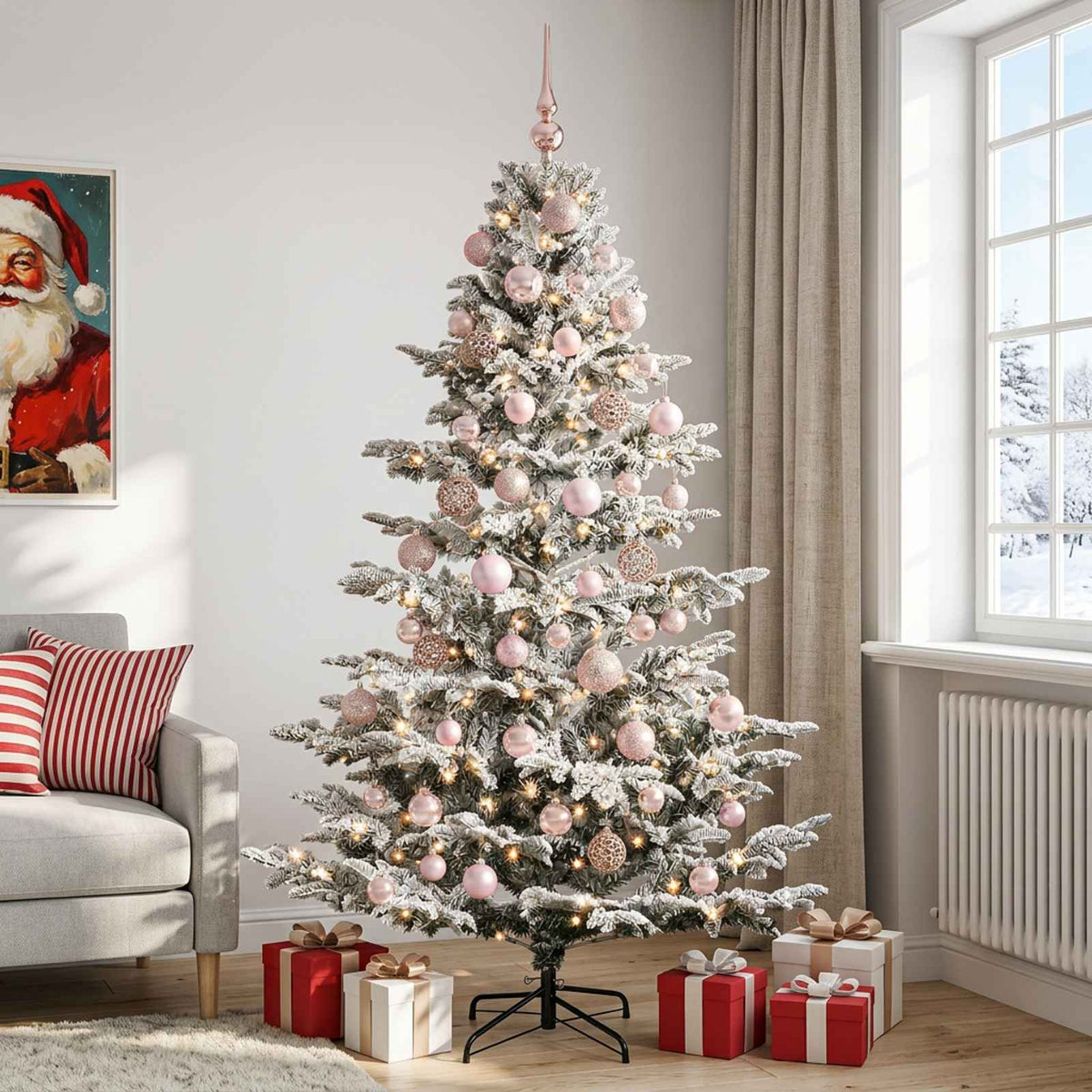 vidaXL Artificial Christmas Tree with Bauble 210 cm 300 LEDs 1