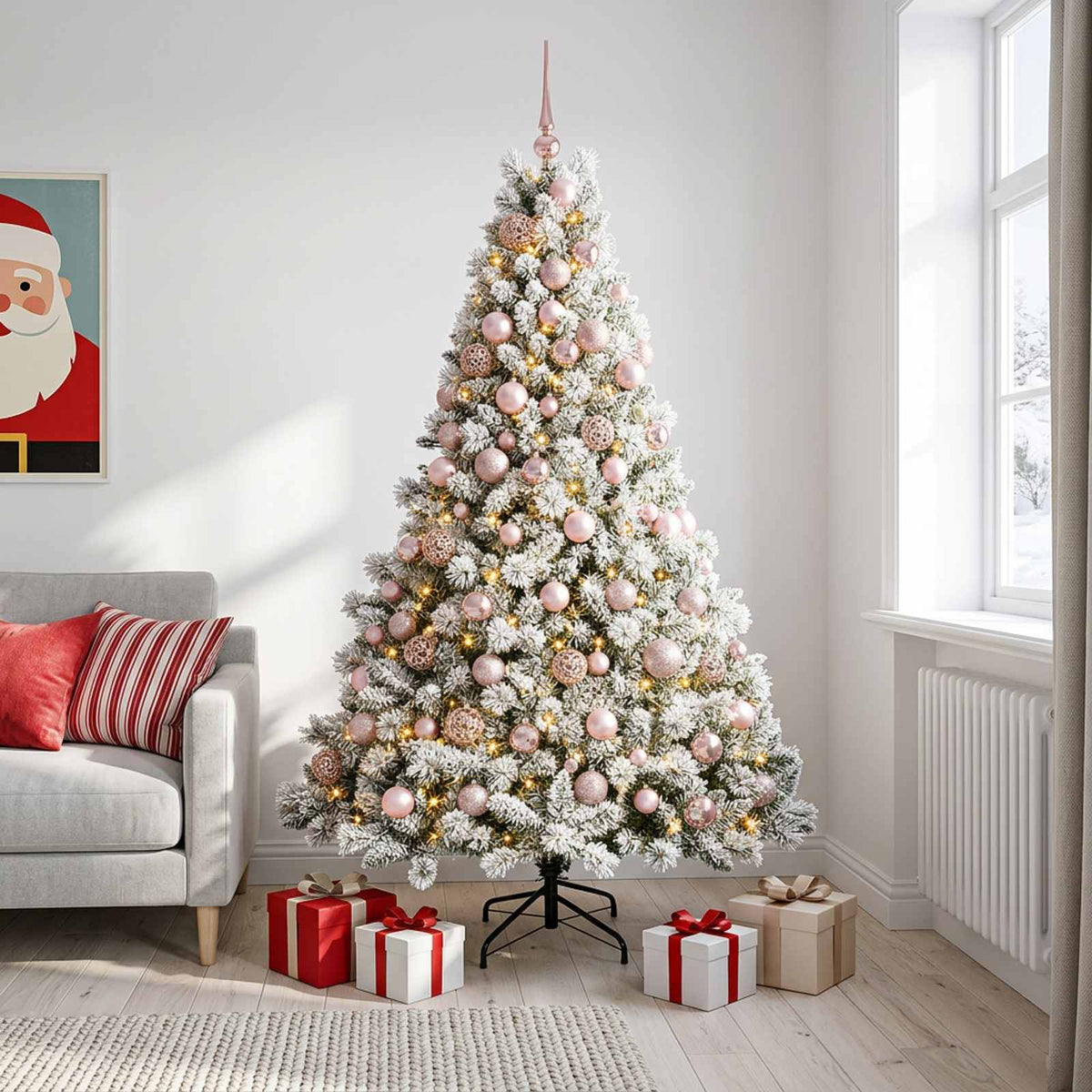 vidaXL Artificial Christmas Tree with Bauble 210 cm 300 LEDs 1