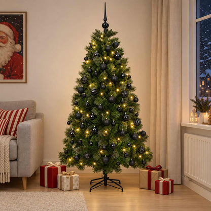 vidaXL Artificial Christmas Tree with Bauble 240 cm 300 LEDs 1