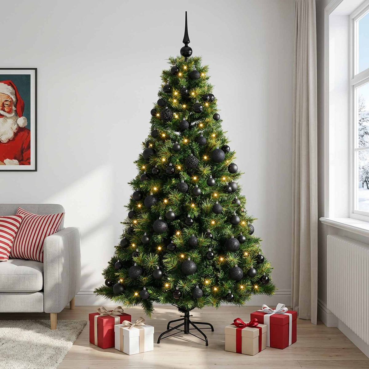 vidaXL Artificial Christmas Tree with Bauble 240 cm 300 LEDs 1