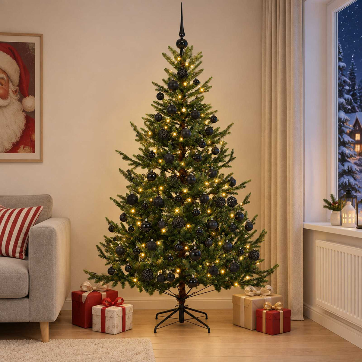 vidaXL Artificial Christmas Tree with Bauble 240 cm 300 LEDs 1