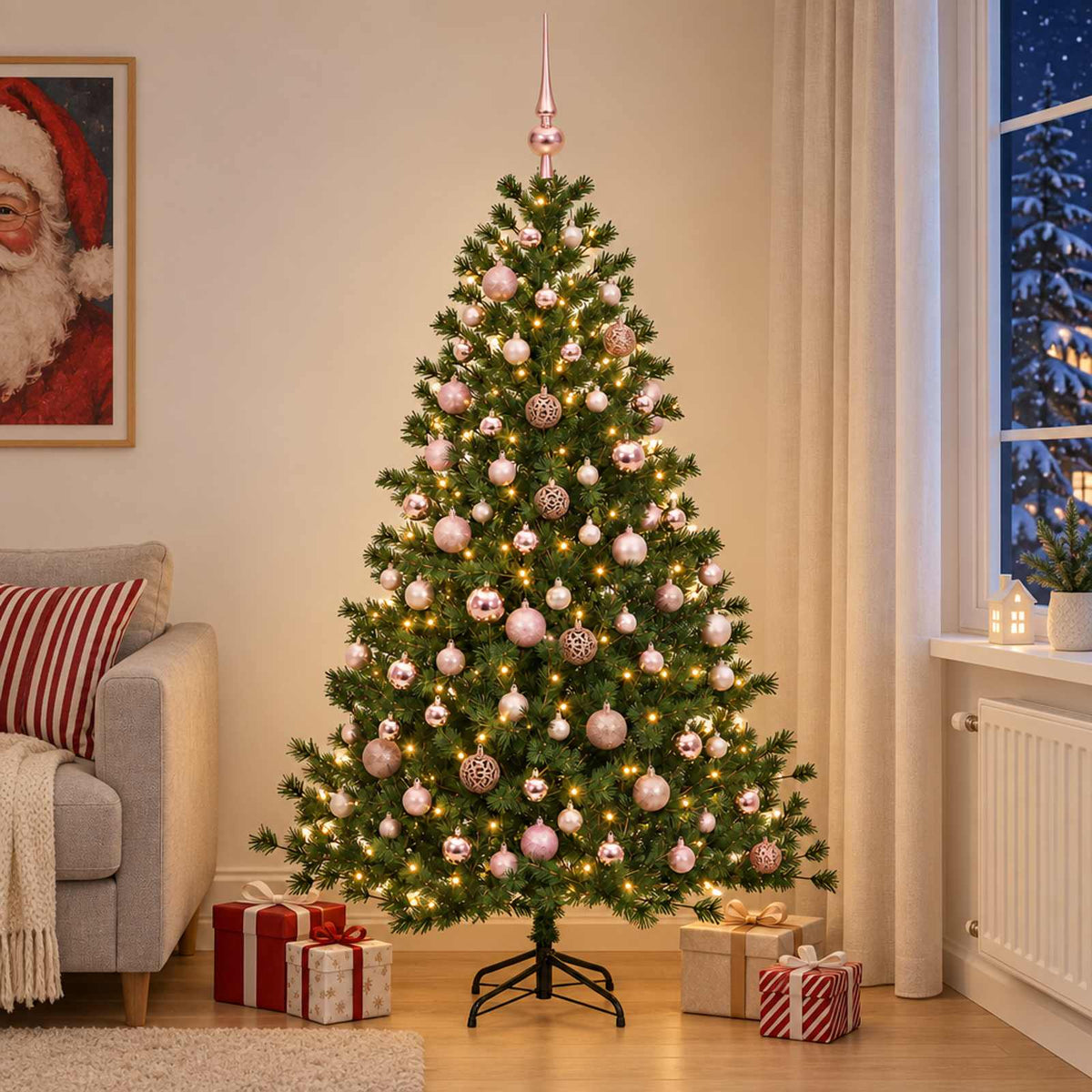 vidaXL Artificial Christmas Tree with Bauble 240 cm 300 LEDs 1