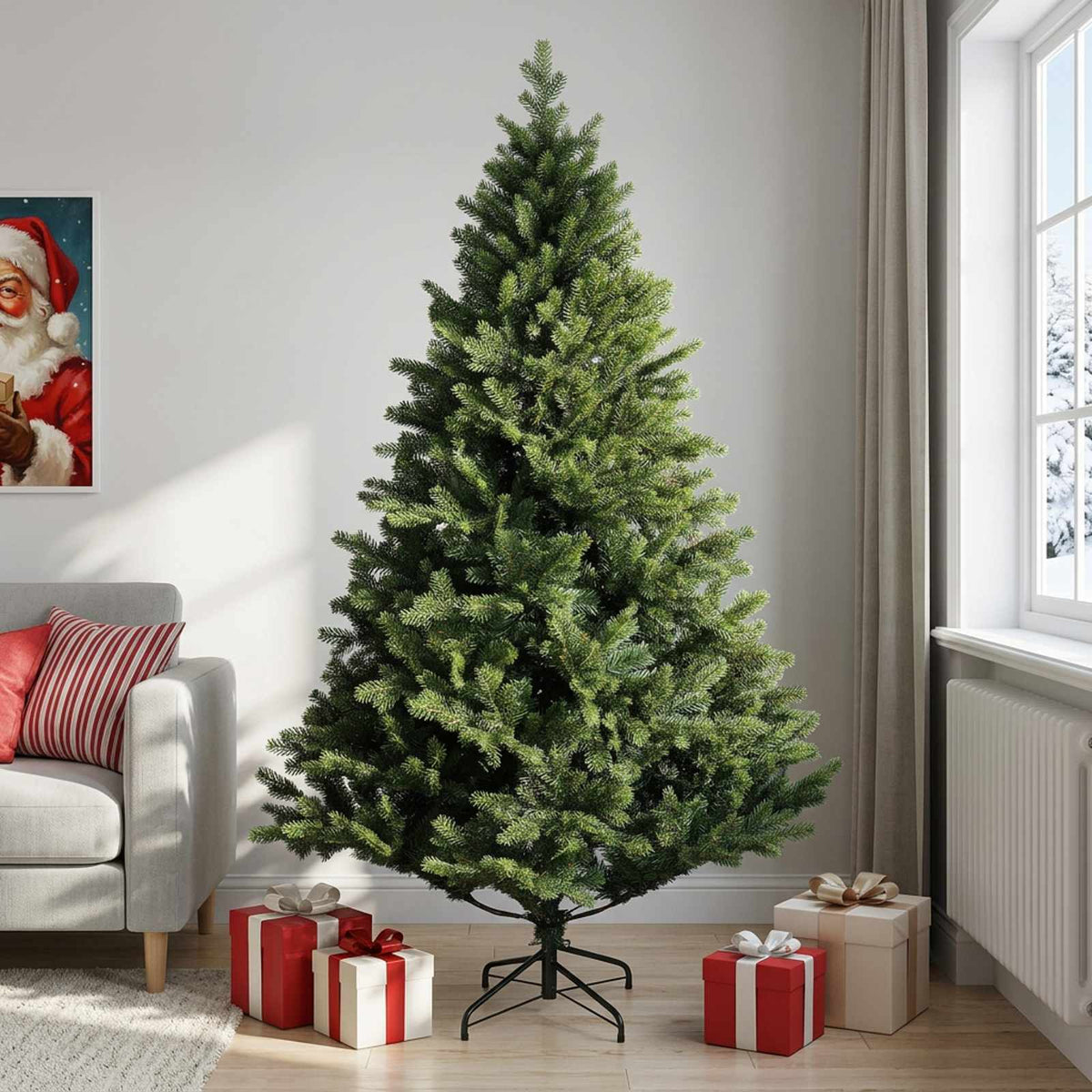 vidaXL Artificial Hinged Christmas Tree 210 cm PVC and Metal Green 1