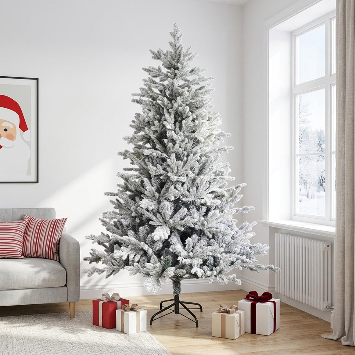 vidaXL Artificial Hinged Christmas Tree 240 cm PVC and Metal 1