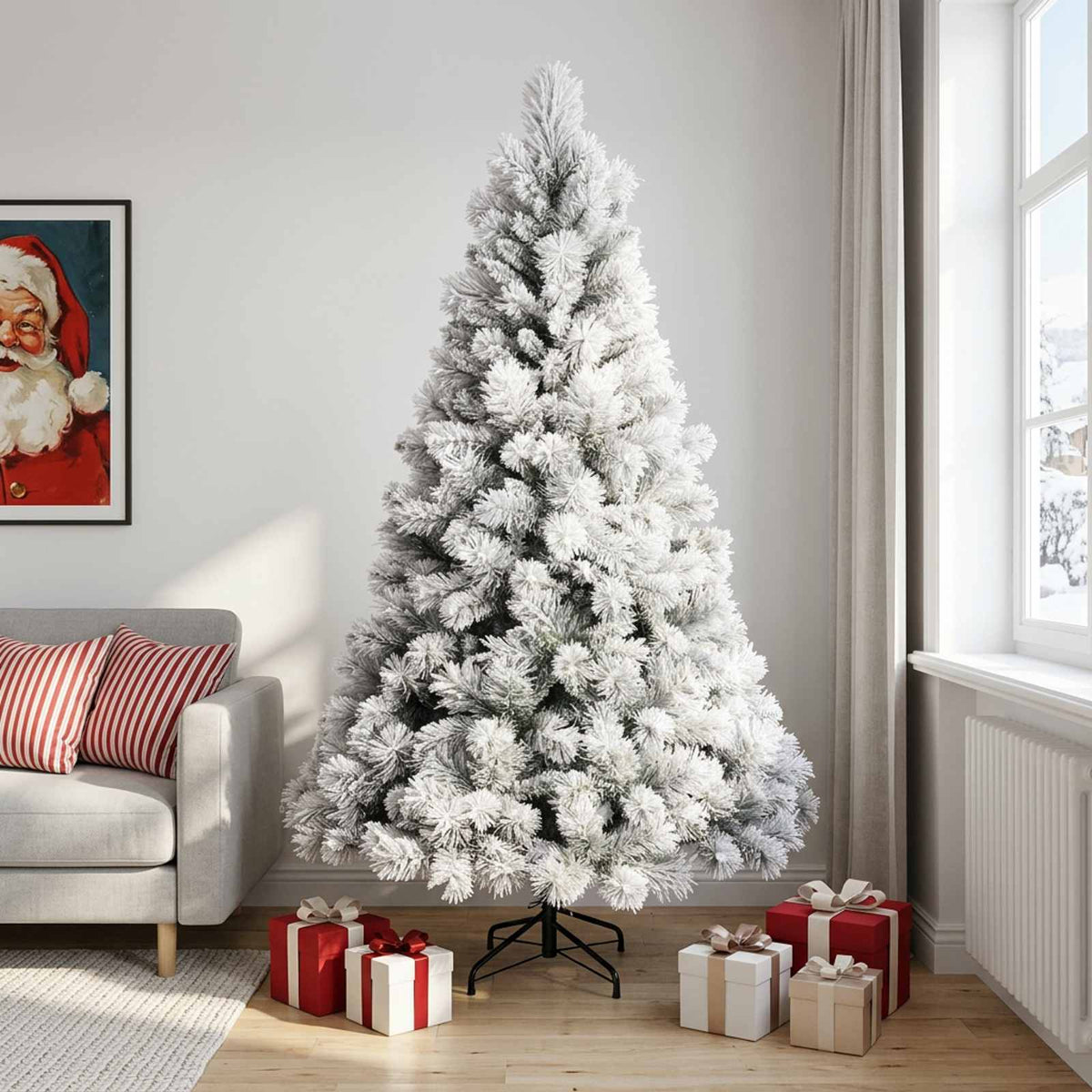 vidaXL Artificial Hinged Christmas Tree 240 cm PVC and Metal 1