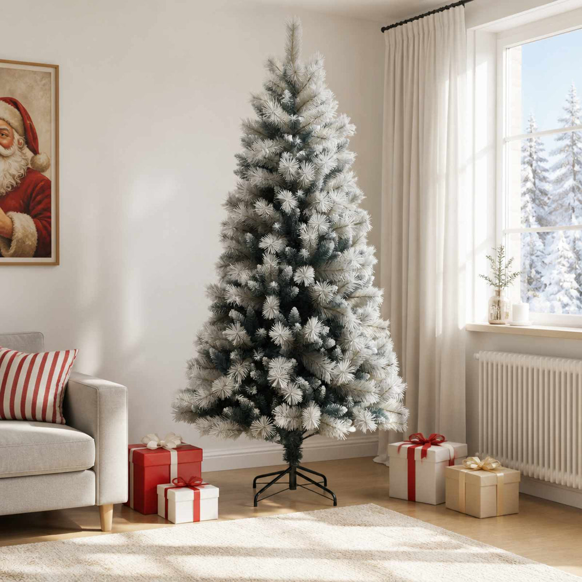 vidaXL Artificial Hinged Christmas Tree 240 cm PVC and Metal 1
