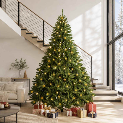 vidaXL Artificial Hinged Christmas Tree 270 cm 600 LEDs Warm White 1
