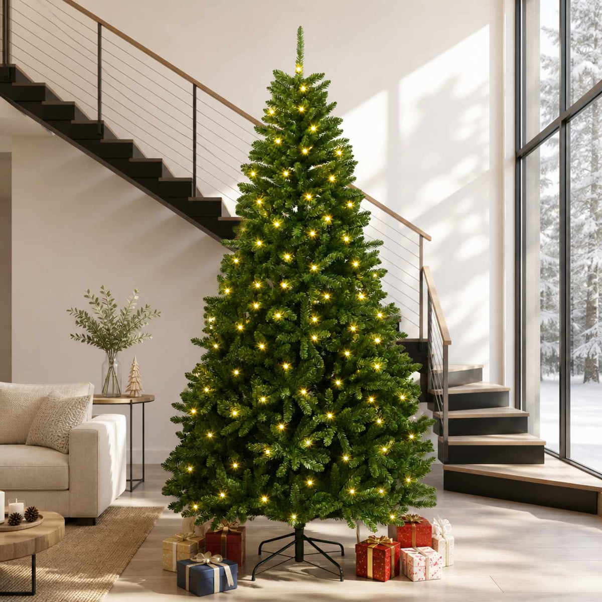 vidaXL Artificial Hinged Christmas Tree 300 cm 1000 LEDs Warm White 1