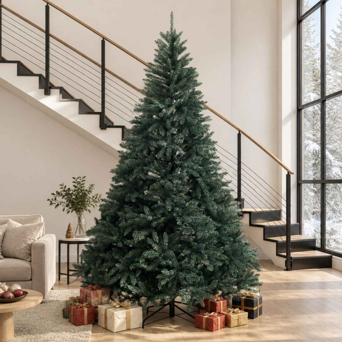 vidaXL Artificial Hinged Christmas Tree 300 cm PVC Dark Green 1