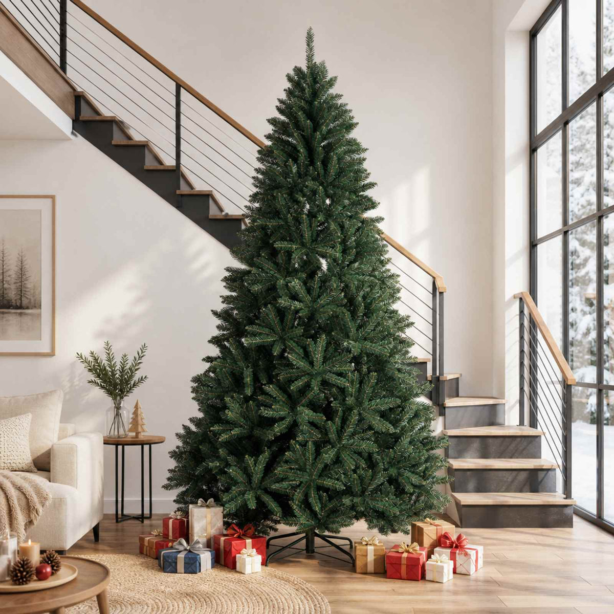 vidaXL Artificial Hinged Christmas Tree 300 cm PVC Dark Green 1