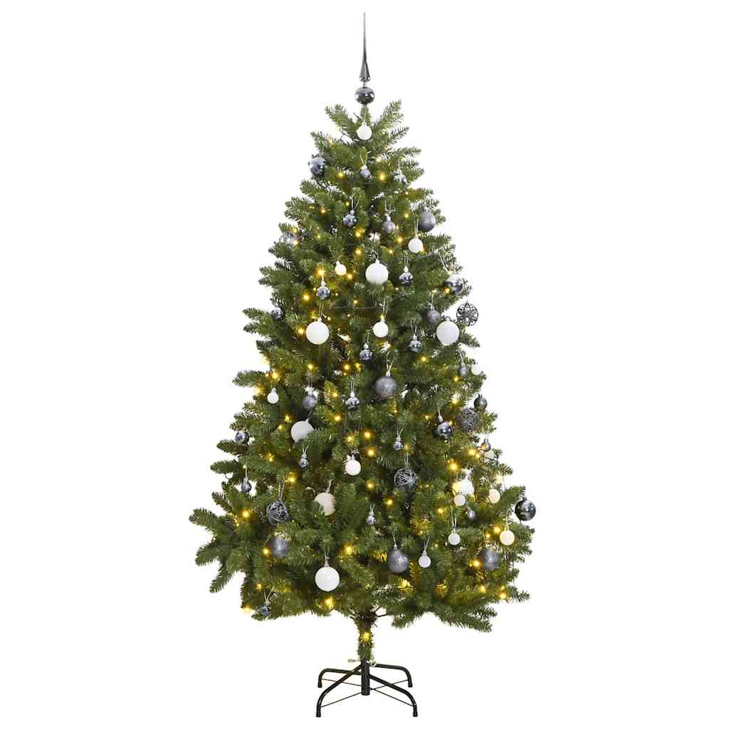 vidaXL Artificial Hinged Christmas Tree 300 LEDs & Ball Set 270 cm 1