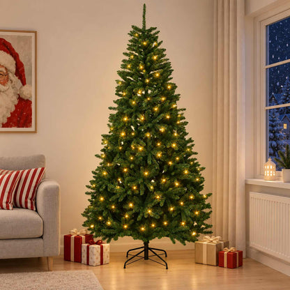 vidaXL Artificial Hinged Christmas Tree Mid-green 300 cm 600 LEDs 1