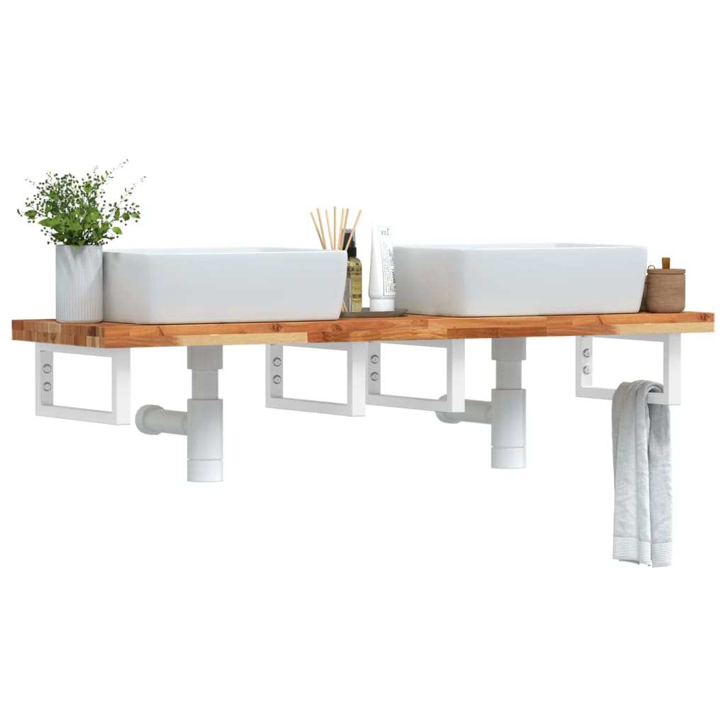 vidaXL Basin Shelf Wall Mounted Steel and Solid Wood Acacia 1
