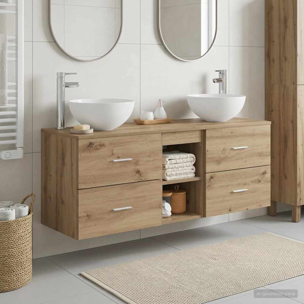 vidaXL Bathroom Cabinet Set 3 pcs Artisan Oak 129 x 41 x 80 cm 1
