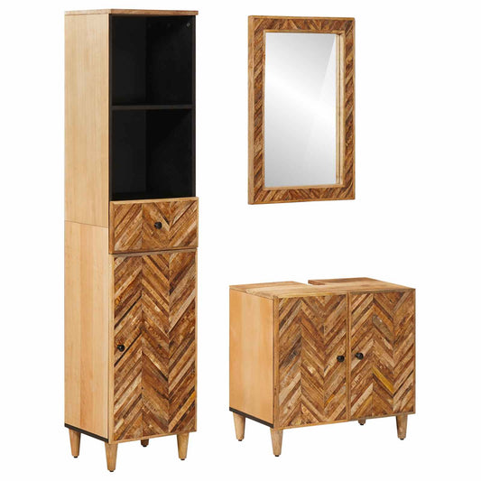 vidaXL Bathroom Cabinet Set 3 pcs Solid Mango Wood 1