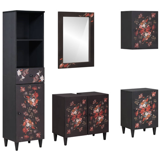 vidaXL Bathroom Cabinet Set 5 pcs Solid Mango Wood 1