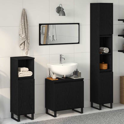 vidaXL Bathroom Furniture Set 3 pcs Black Oak 1