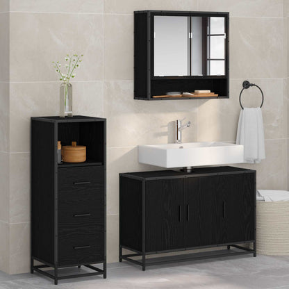 vidaXL Bathroom Furniture Set 3 pcs Black Oak Engineered Wood 1