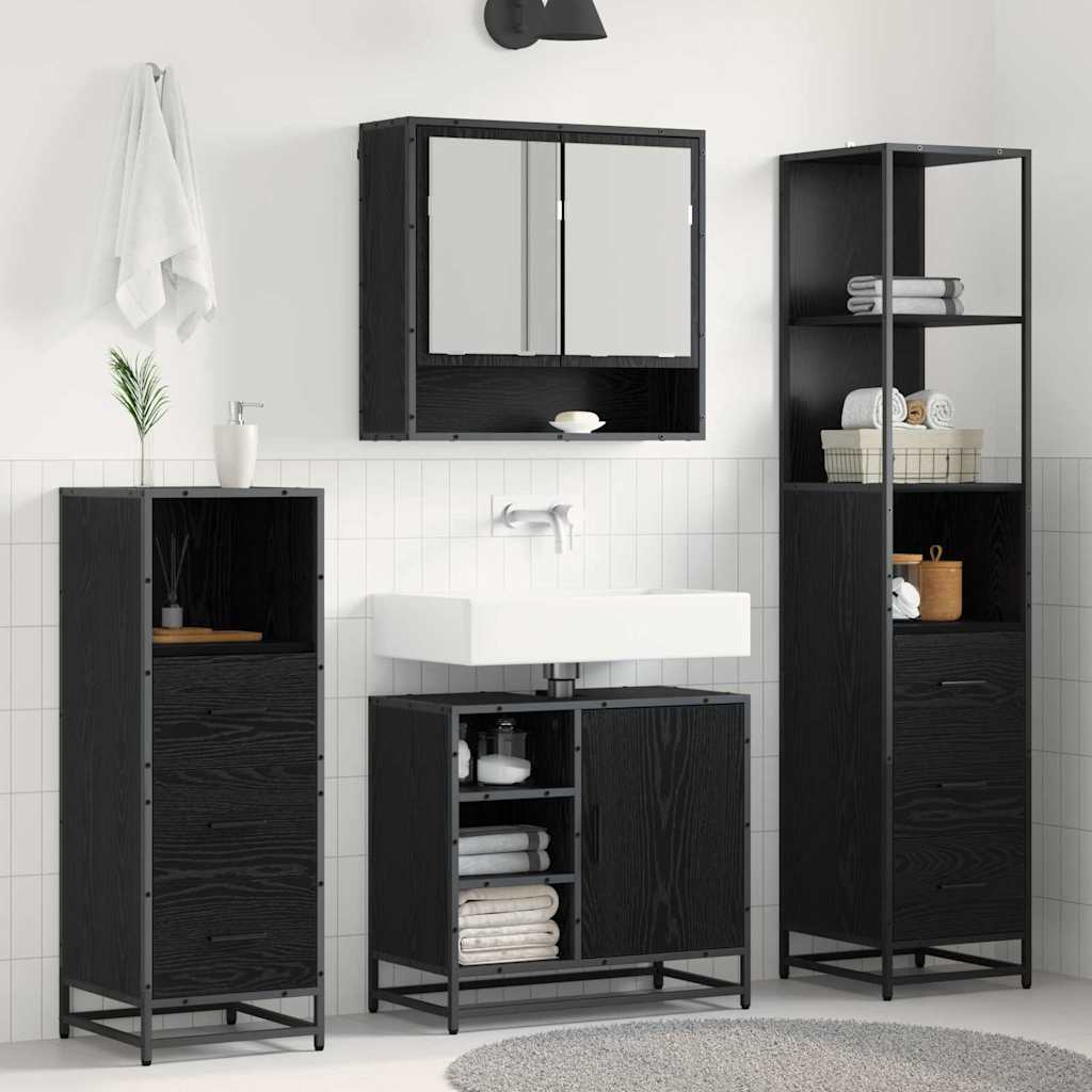 vidaXL Bathroom Furniture Set 3 pcs Black Oak Engineered Wood 1
