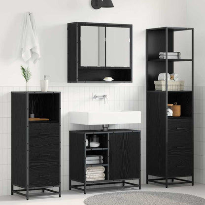 vidaXL Bathroom Furniture Set 3 pcs Black Oak Engineered Wood 1