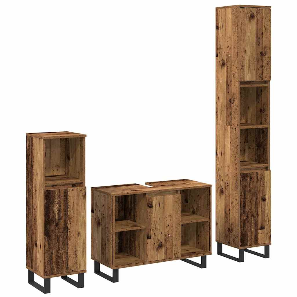 vidaXL Bathroom Furniture Set 3 pcs Brown Engineered Wood 1