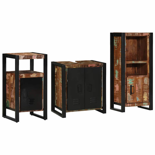 vidaXL Bathroom Furniture Set 3 pcs Multicolour and Black 1