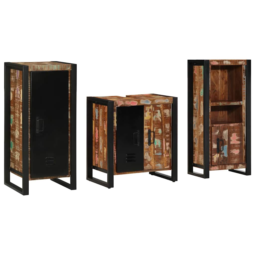 vidaXL Bathroom Furniture Set 3 pcs Multicolour and Black 1