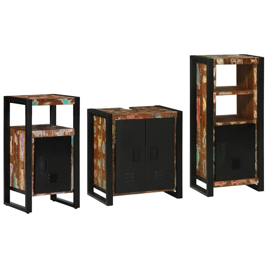 vidaXL Bathroom Furniture Set 3 pcs Multicolour and Black 1