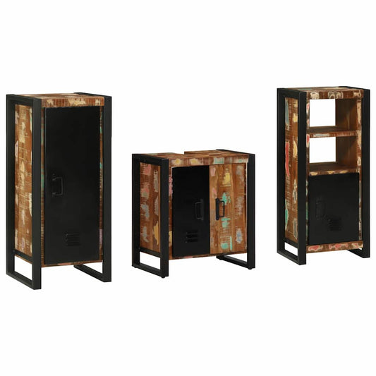 vidaXL Bathroom Furniture Set 3 pcs Multicolour and Black 1