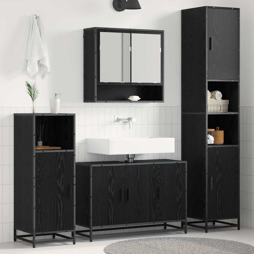 vidaXL Bathroom Furniture Set 4 pcs Black Oak 35 x 37.5 x 188.5 cm 1