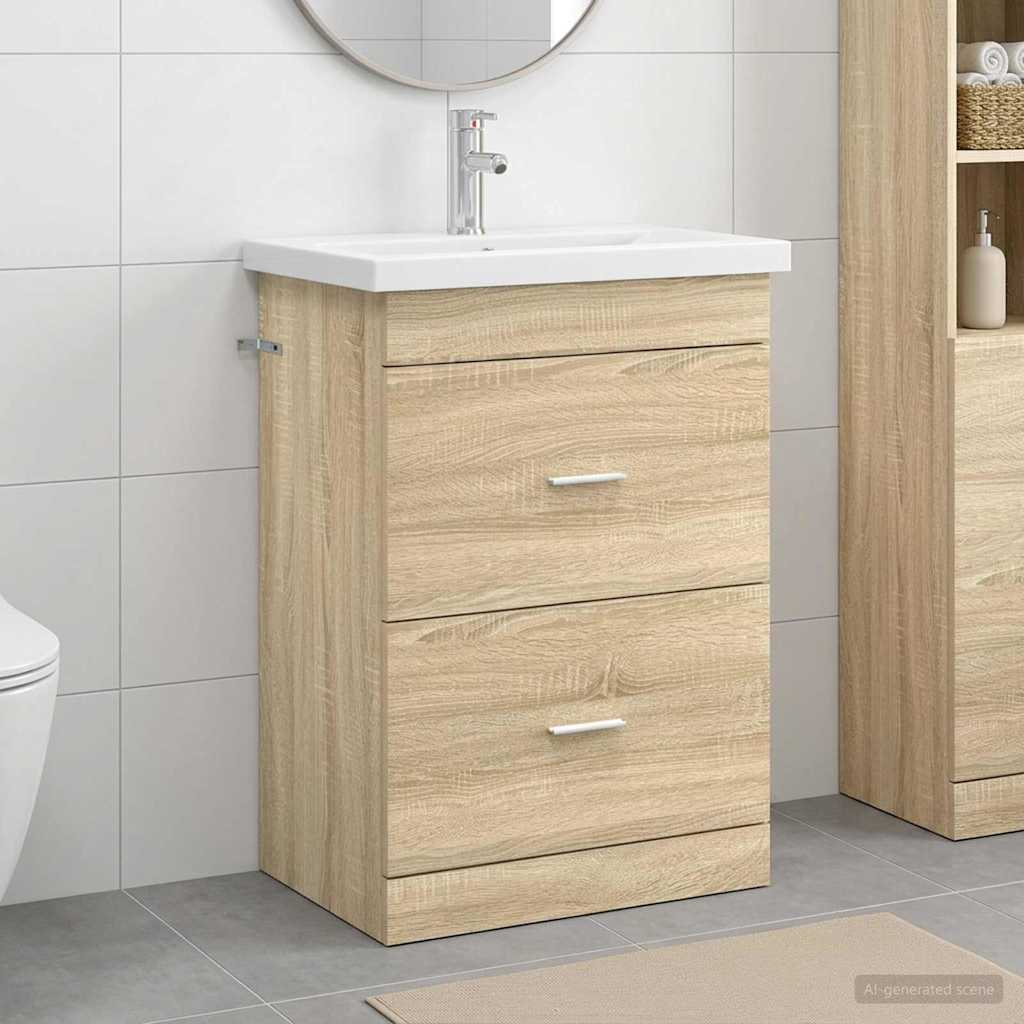 vidaXL Bathroom Furniture Set Sonoma Oak 61 x 40 x 84.5 cm 1