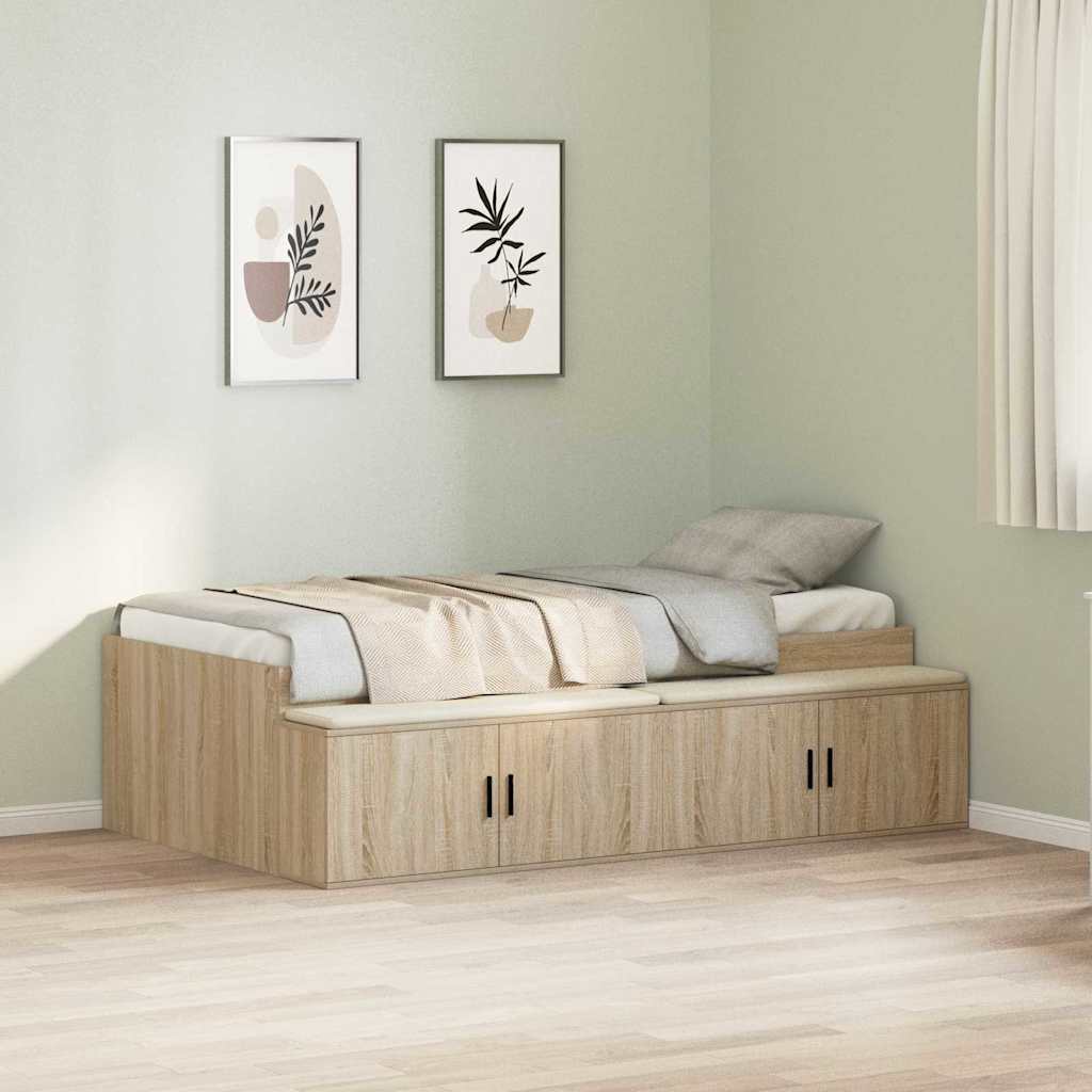 vidaXL Bed Frame with Drawer Sonoma Oak 80 x 200 cm Engineered Wood 1