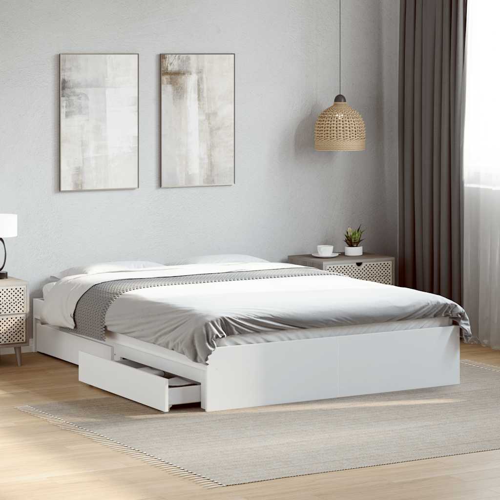 vidaXL Bed Frame with Drawers without Mattress White 120x190 cm 1