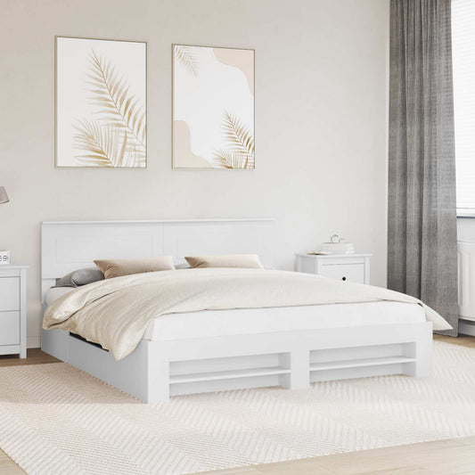 vidaXL Bed Frame with Headboard White 180 x 200 cm Engineered Wood 1