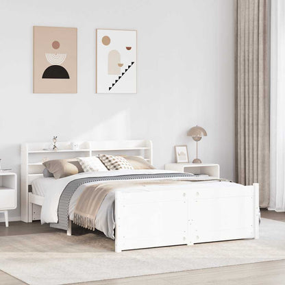 vidaXL Bed Frame with Headboard without Mattress White 140x190 cm 1