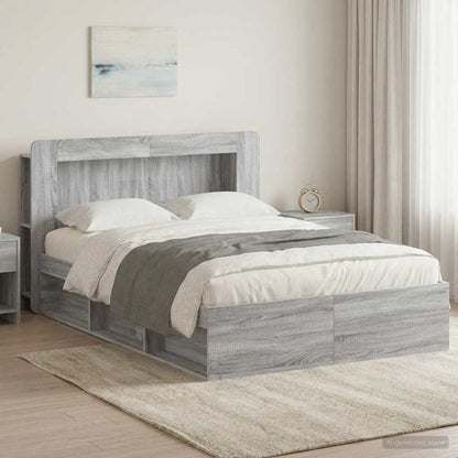 vidaXL Bed Frame with Storage Grey Sonoma 140 x 190 cm Engineered Wood 1