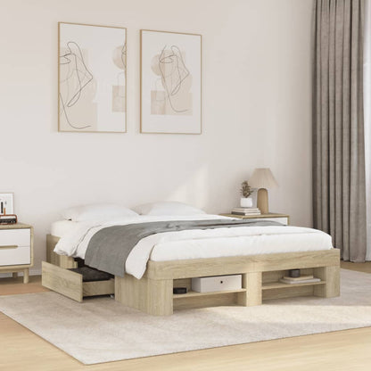vidaXL Bed Frame without Mattress Sonoma Oak 120x190cm Engineered Wood 1