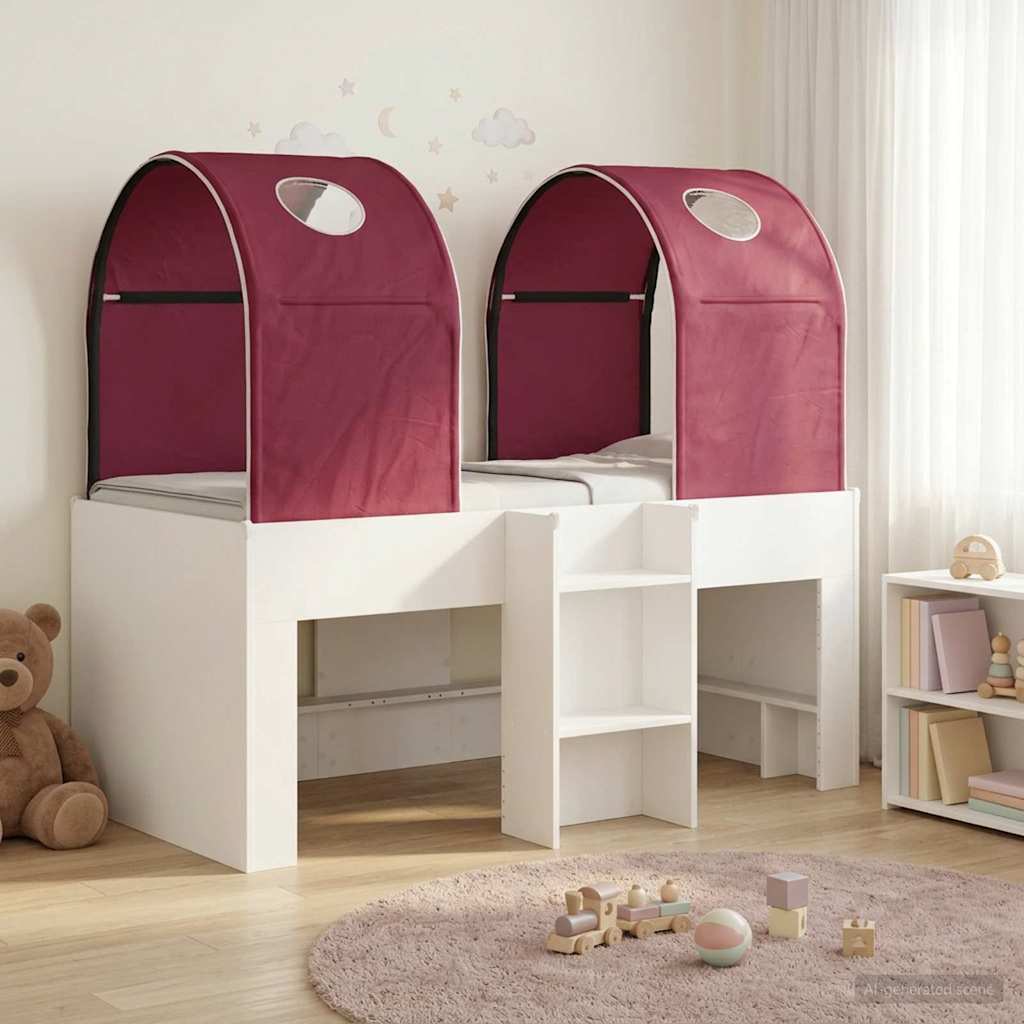 vidaXL Bed with Tunnel 4 pcs White and Red Engineered Wood 1