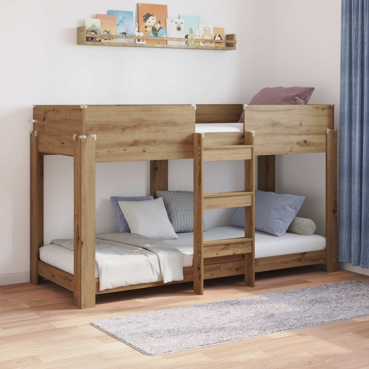 vidaXL Bunk Bed for Kids Artisan Oak 75 x 190 cm Engineered Wood 1