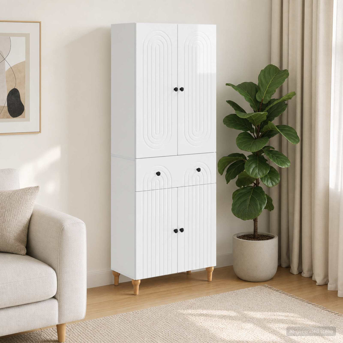 vidaXL Cabinet Set 2 pcs High Gloss White Engineered Wood 1