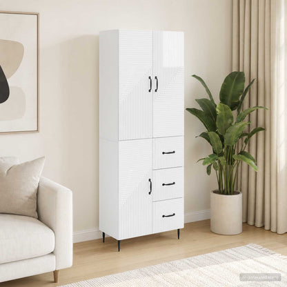 vidaXL Cabinet Set 2 pcs High Gloss White Engineered Wood 1