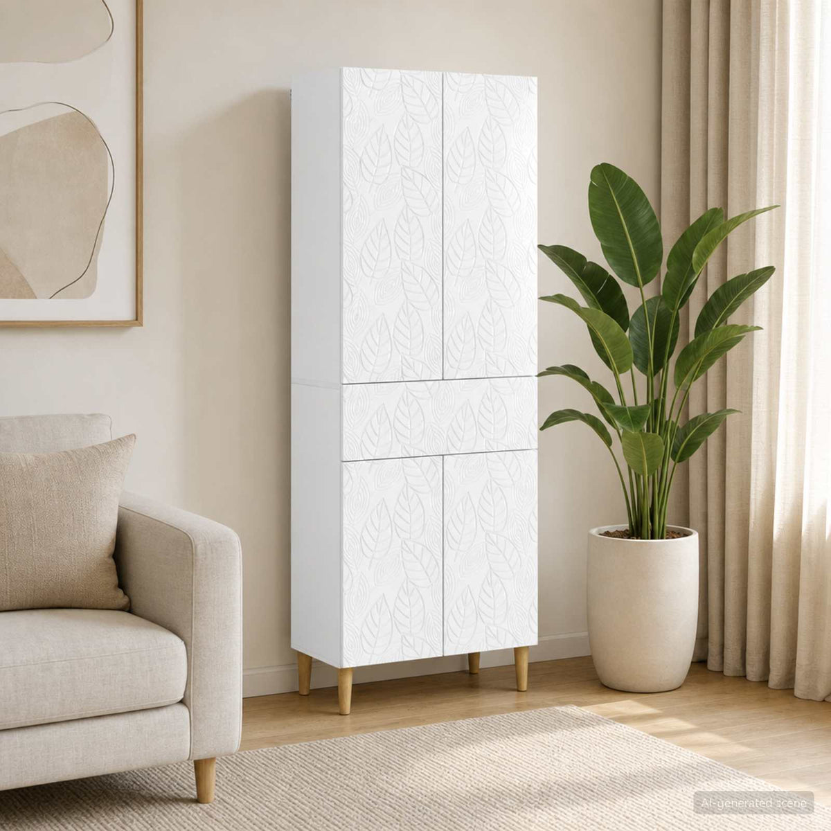 vidaXL Cabinet Set 2 pcs High Gloss White Engineered Wood 1