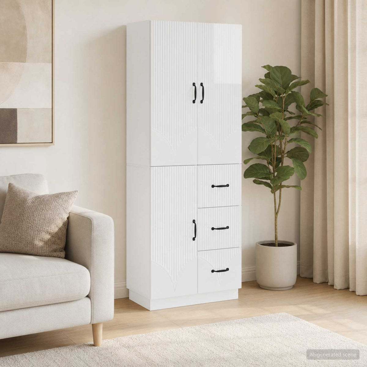 vidaXL Cabinet Set 2 pcs High Gloss White Engineered Wood 1